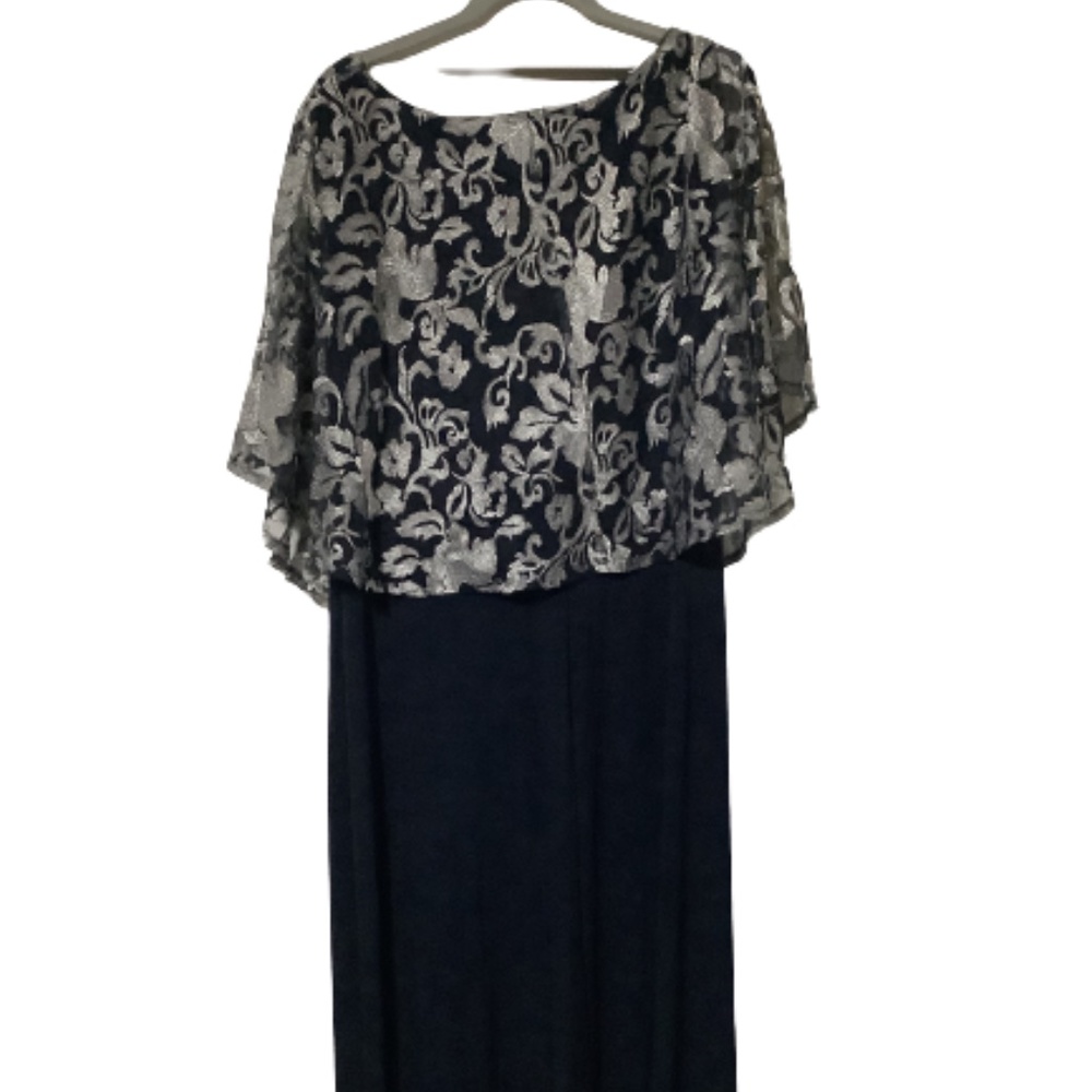 Connected Apparel cape overlay sheath dress. Size 22W. Color: Navy. New with tag